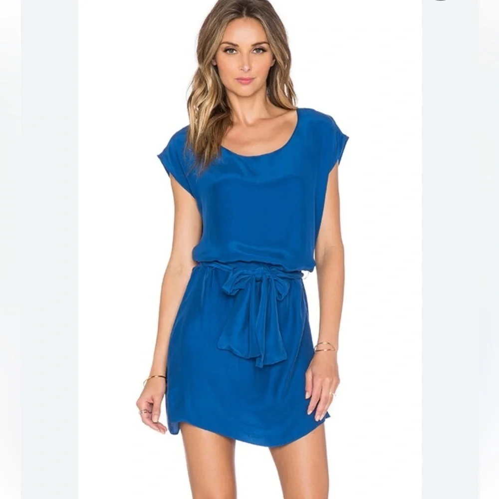 Amour Vert Blue Orchidee Silk Mini Dress Size Small - Picture 8 of 9
